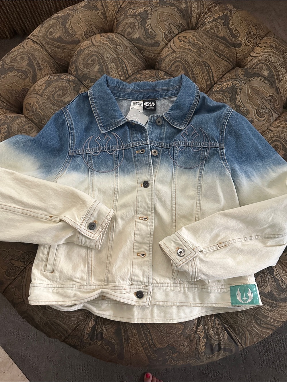 Her Universe Disney Ombre Denim Jacket in Blue and Cream with Embroidered Detail